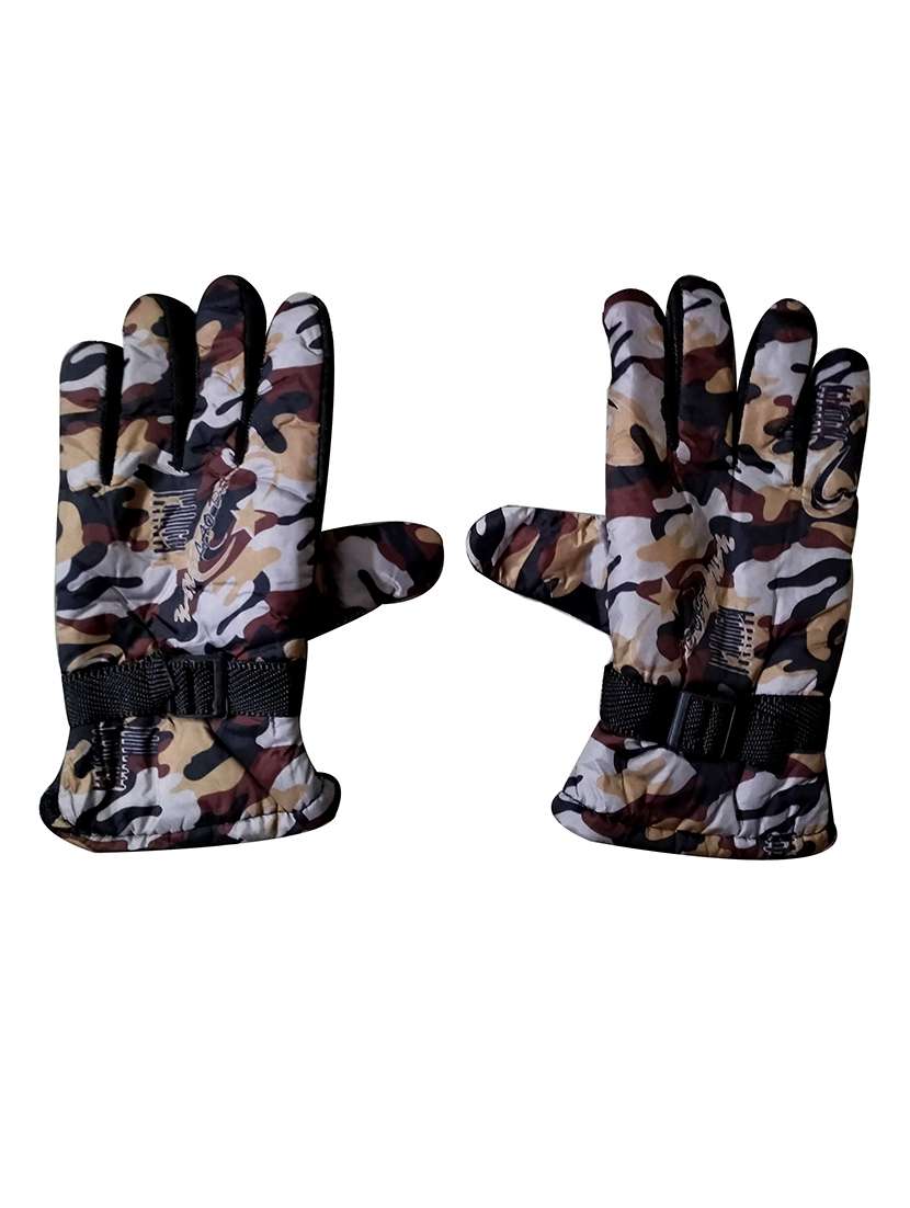 men camouflage faux leather gloves