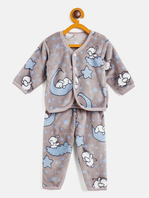 kids grey printed jhabla & pant - 20541741 - Standard Image - 0
