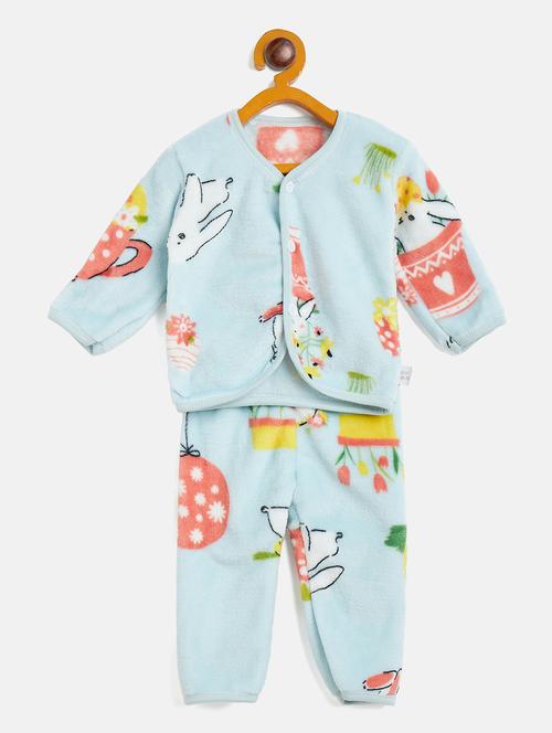 kids light blue printed jhabla & pant - 20541743 - Standard Image - 0