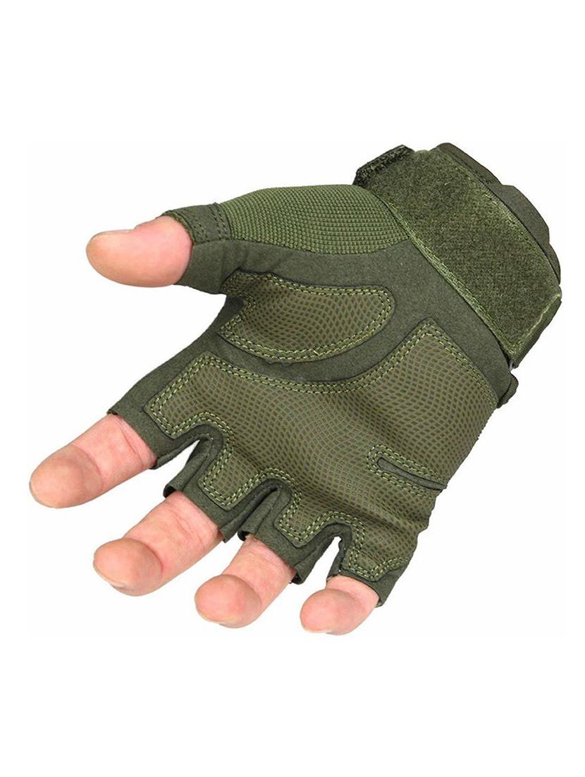 men olive nylon gloves