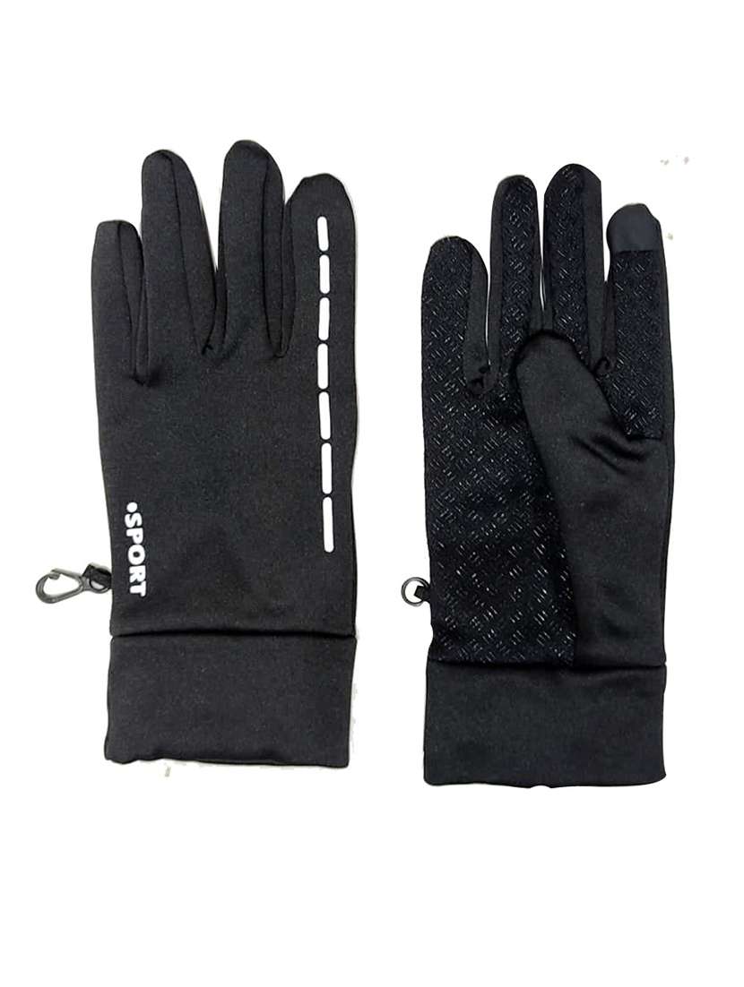 men black & white polyester gloves