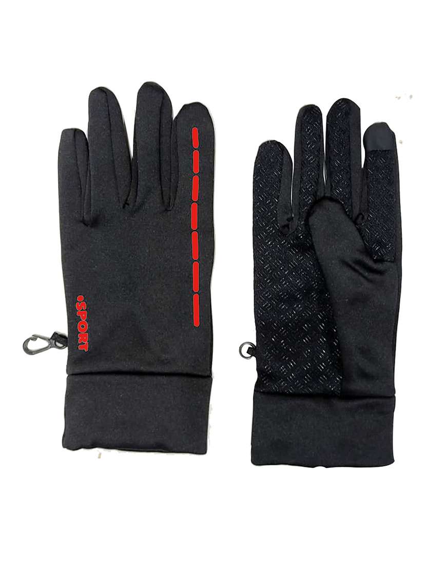 men black & red polyester gloves