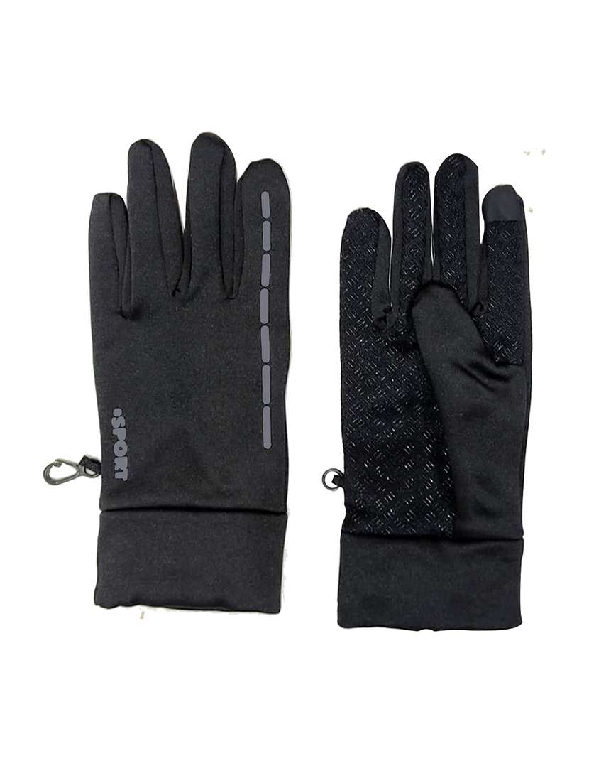 men black & grey polyester gloves