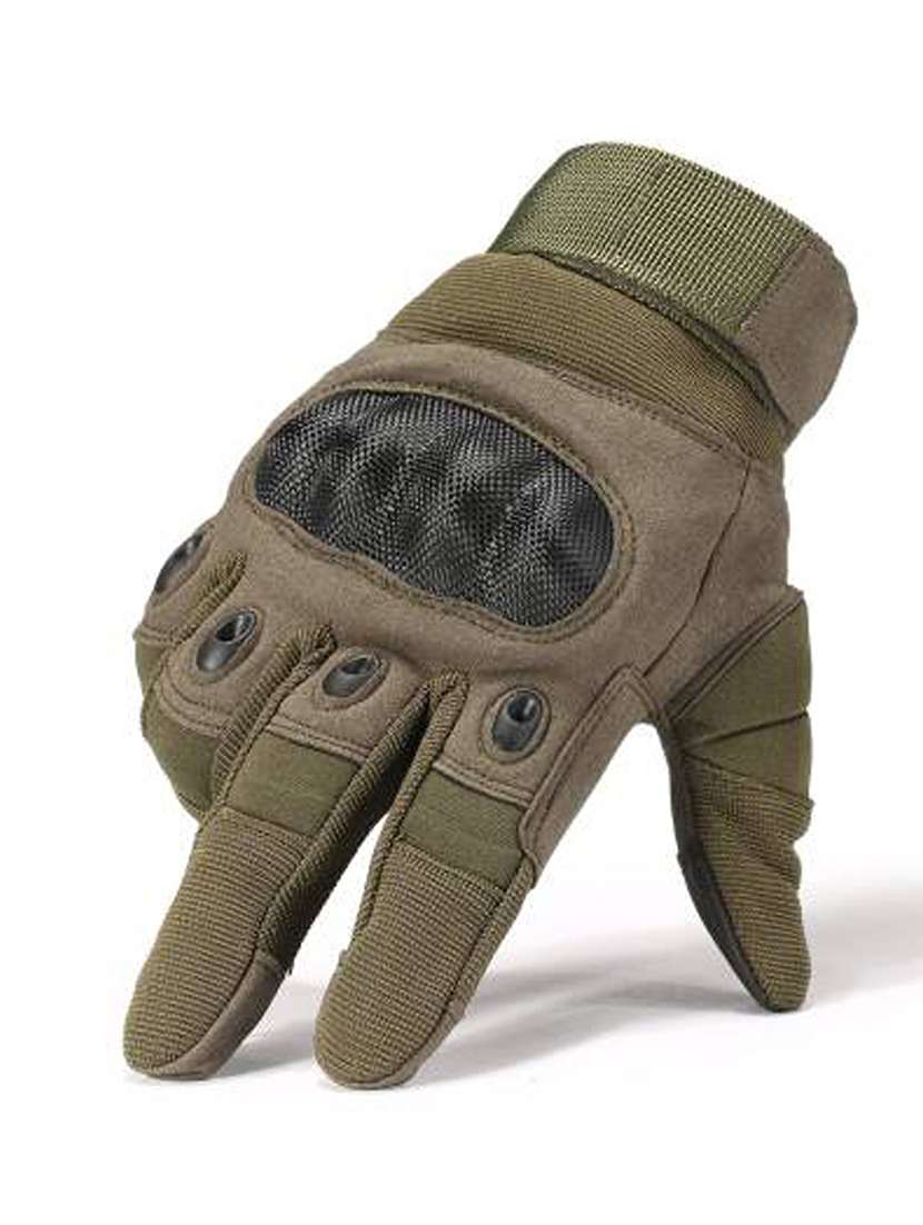 men olive fur gloves