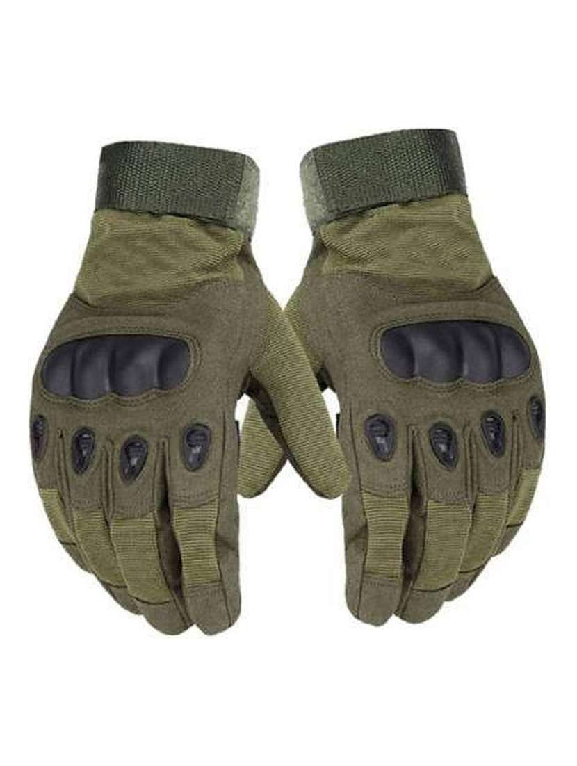 men olive polyester gloves