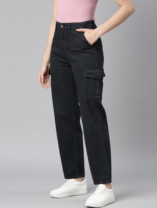 women high rise solid cargos - 20542094 - Standard Image - 0