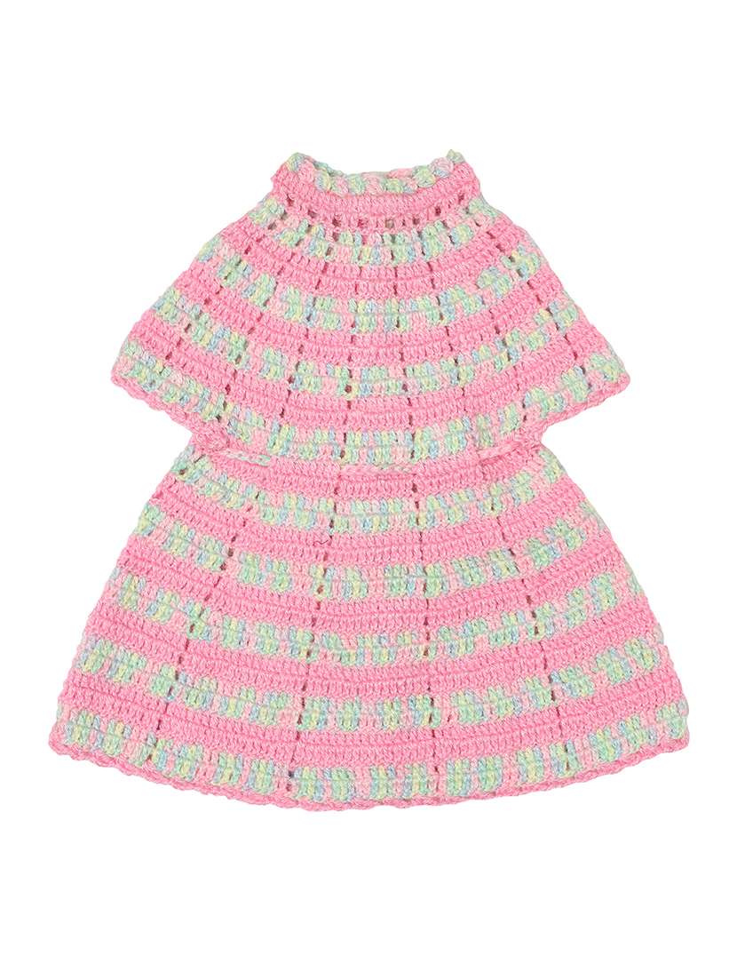 girls pink woollen button detailed frock - 20542139 -  Standard Image - 3