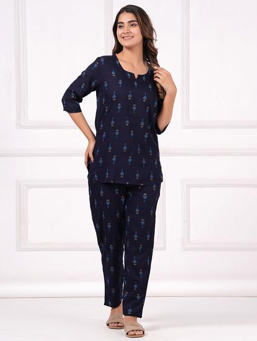 navy blue full nightwear set - 20542229 -  Standard Image - 0