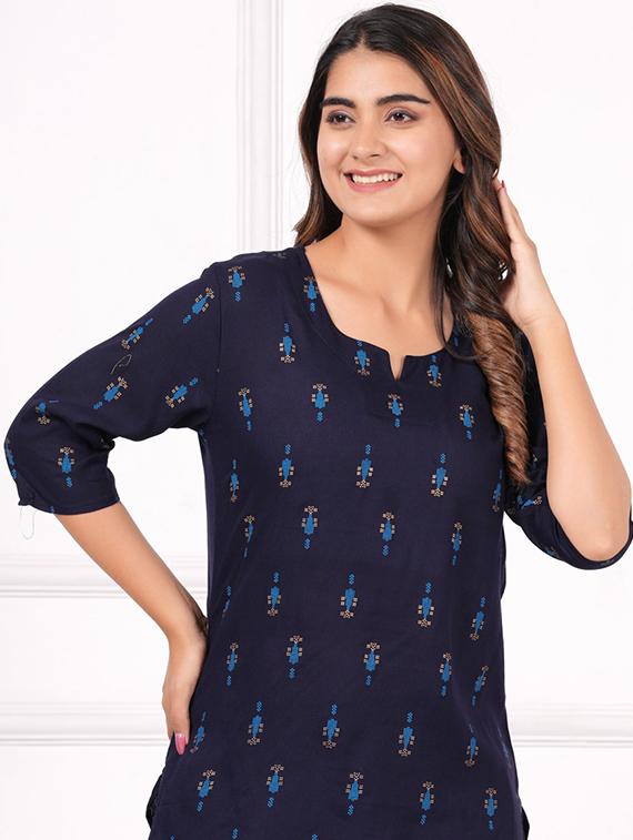 navy blue full nightwear set - 20542229 - Standard Image - 3