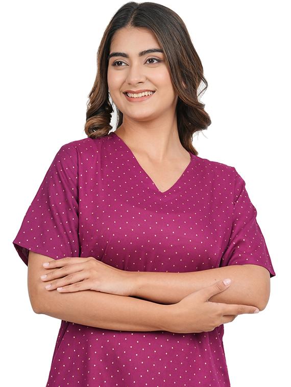 purple rayon full nightwear set - 20542233 - Standard Image - 3