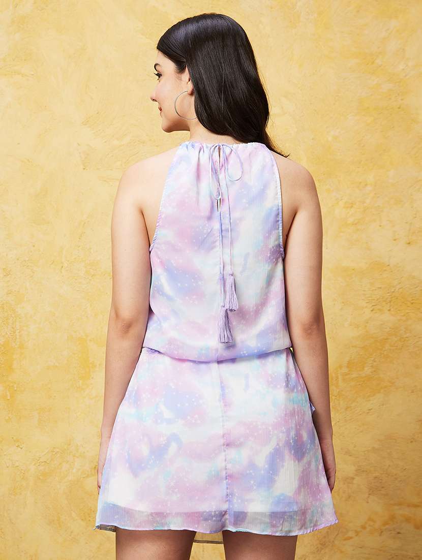 multicolored printed a-line dress - 20544753 - Standard Image - 3