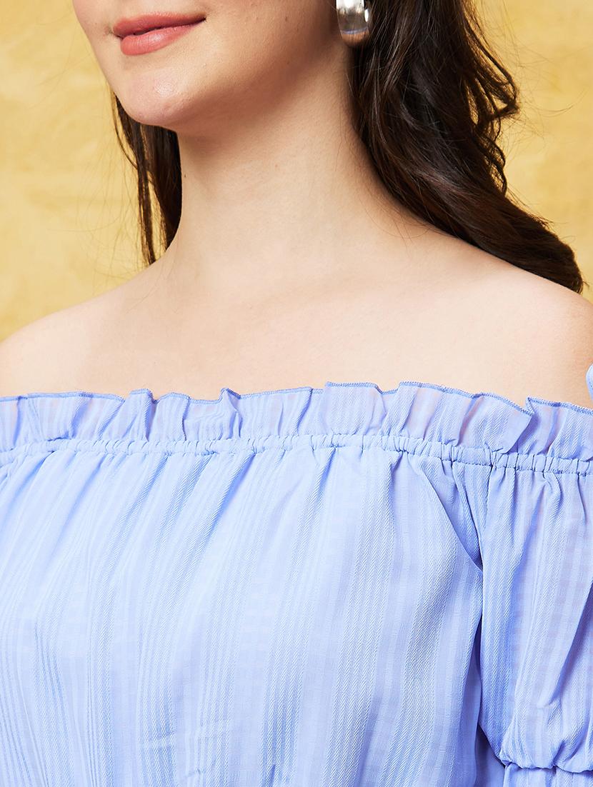 women blue polyester peplum top - 20544775 - Standard Image - 5