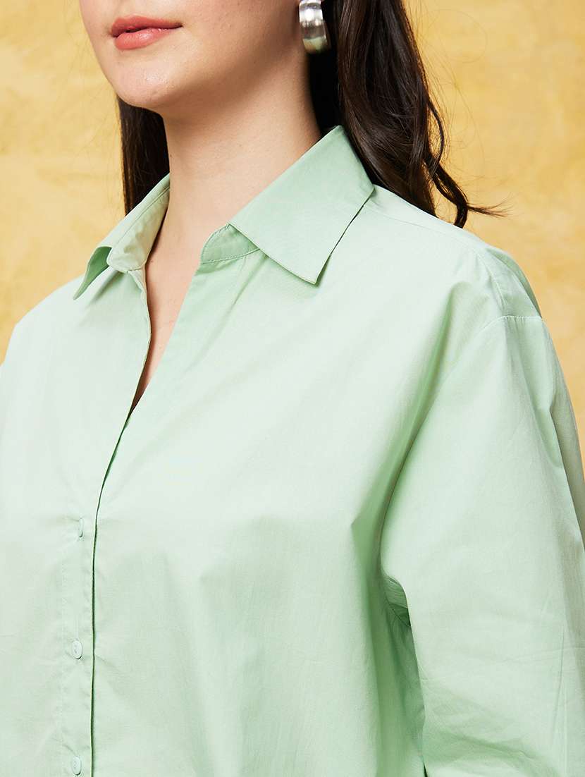 green solid shirt top - 20544787 - Standard Image - 5