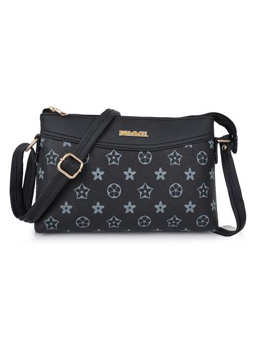 women black leatherette sling bag