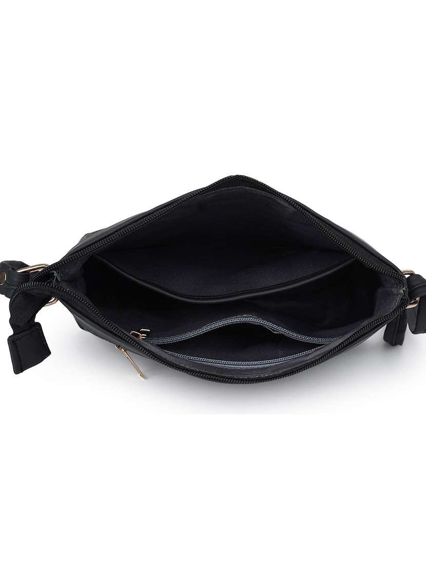 Women Black Leatherette Sling Bag