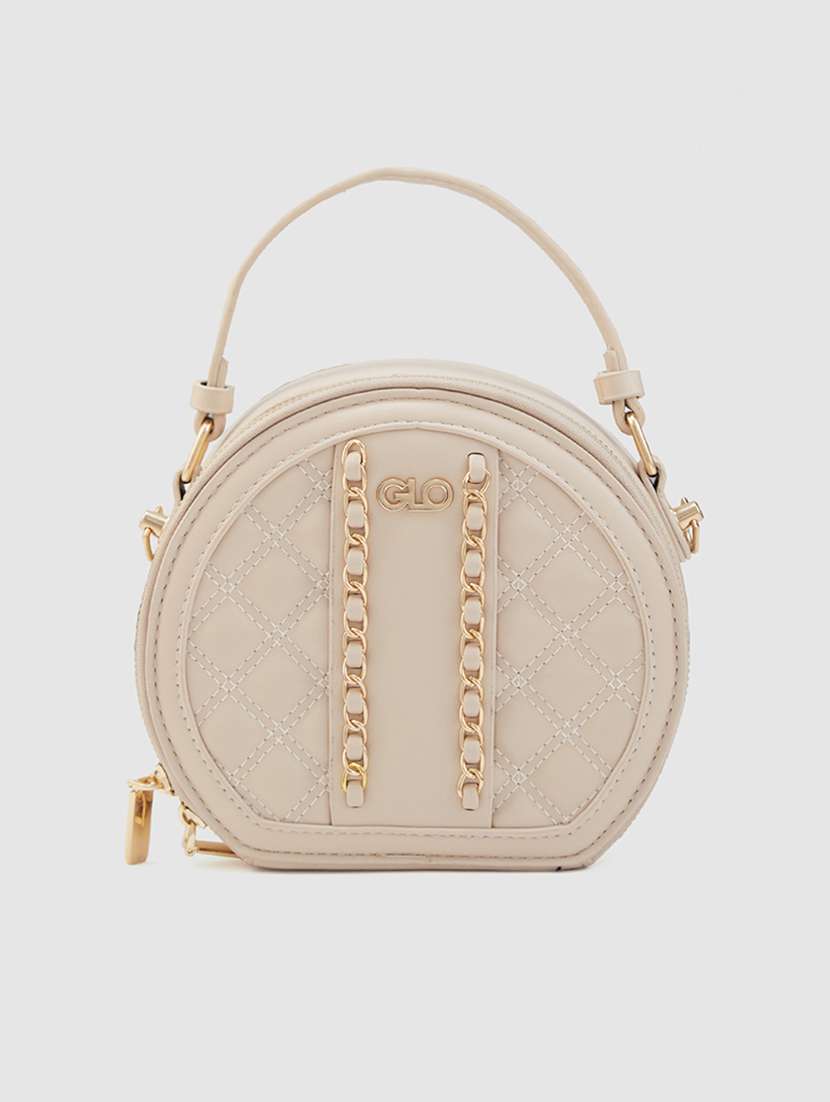 nude leatherette (pu) sling bag