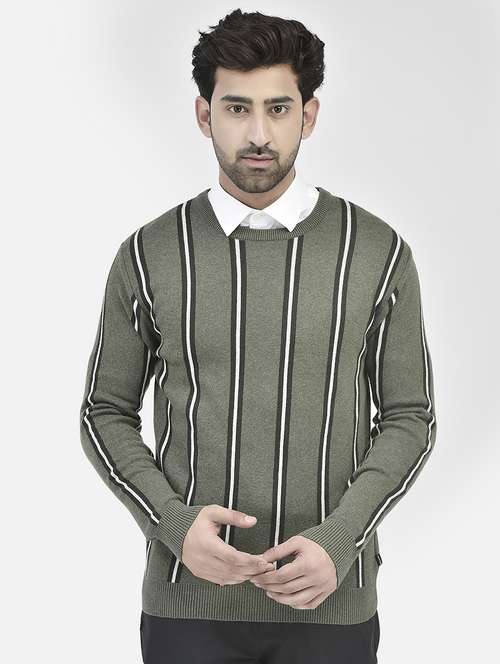 men front striped round neck pullover - 20546964 -  Standard Image - 0