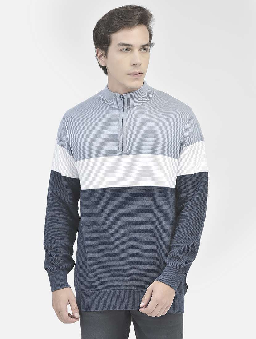men self design colourblocked pullover