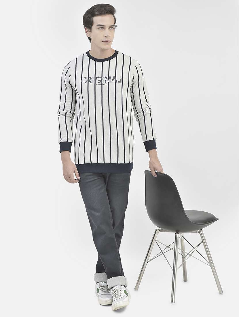 men striped grey cotton blend regular sweatshirt - 20546983 -  Standard Image - 3
