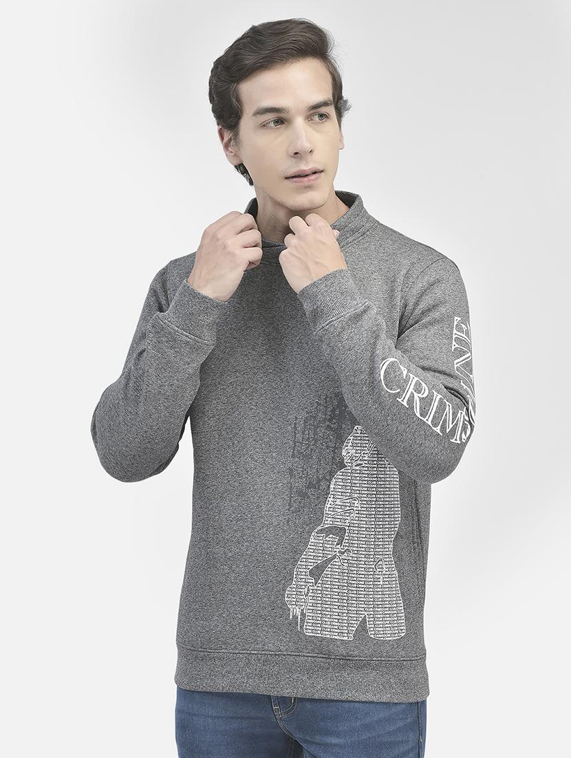 men graphic printed grey cotton blend regular sweatshirt - 20546994 - Zoom Image - 0