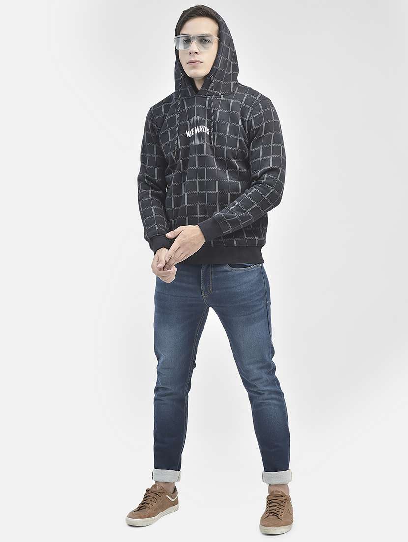 men printed grey cotton blend hooded sweatshirt - 20547013 -  Standard Image - 3