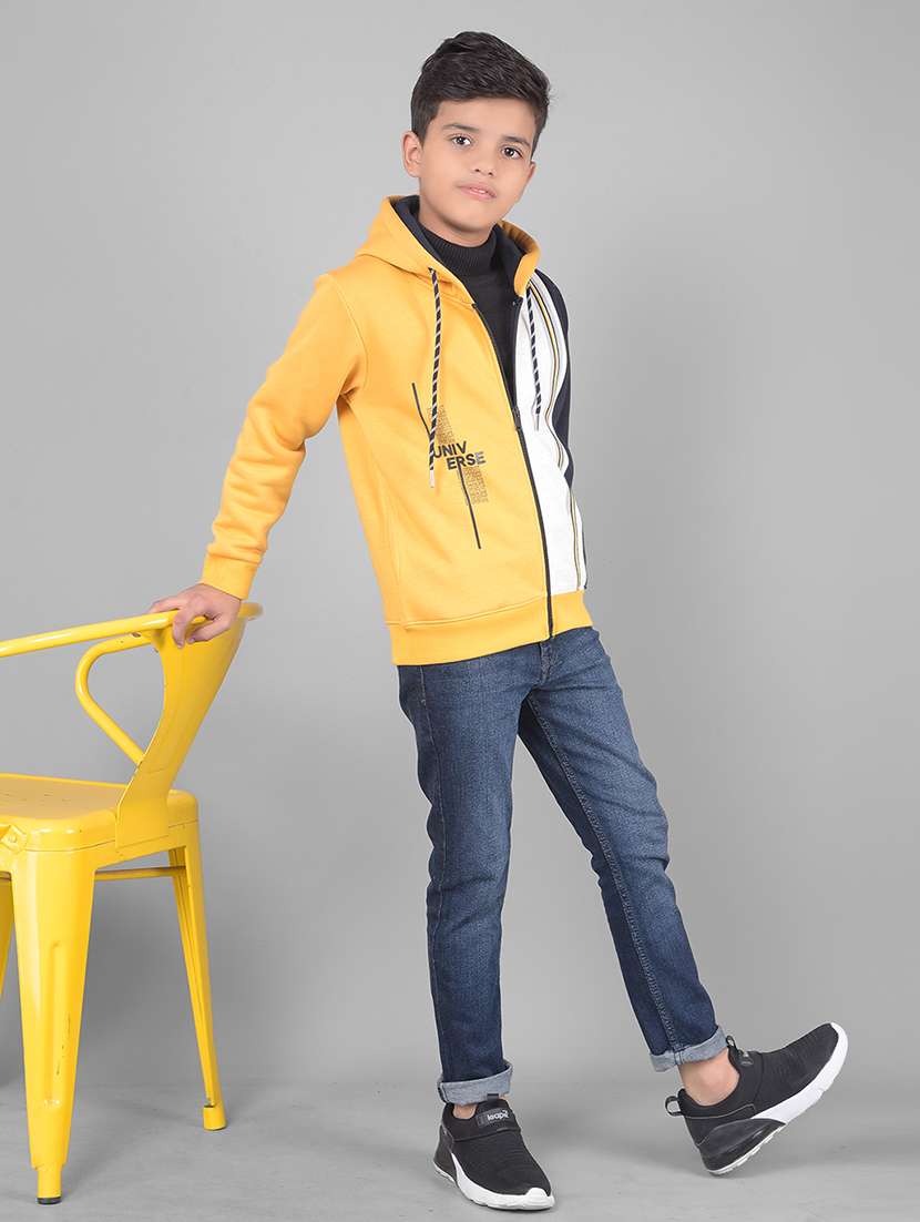 boys full sleeve color block hoooded sweater - 20547074 -  Standard Image - 3