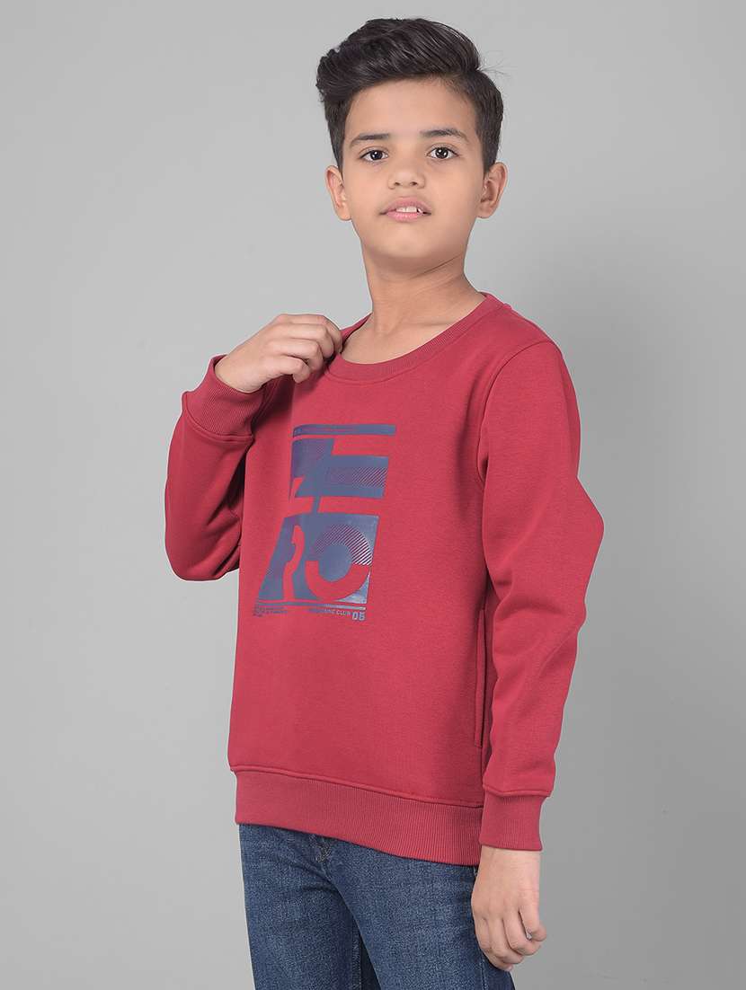 boys round neck graphic printed regular sweatshirt
