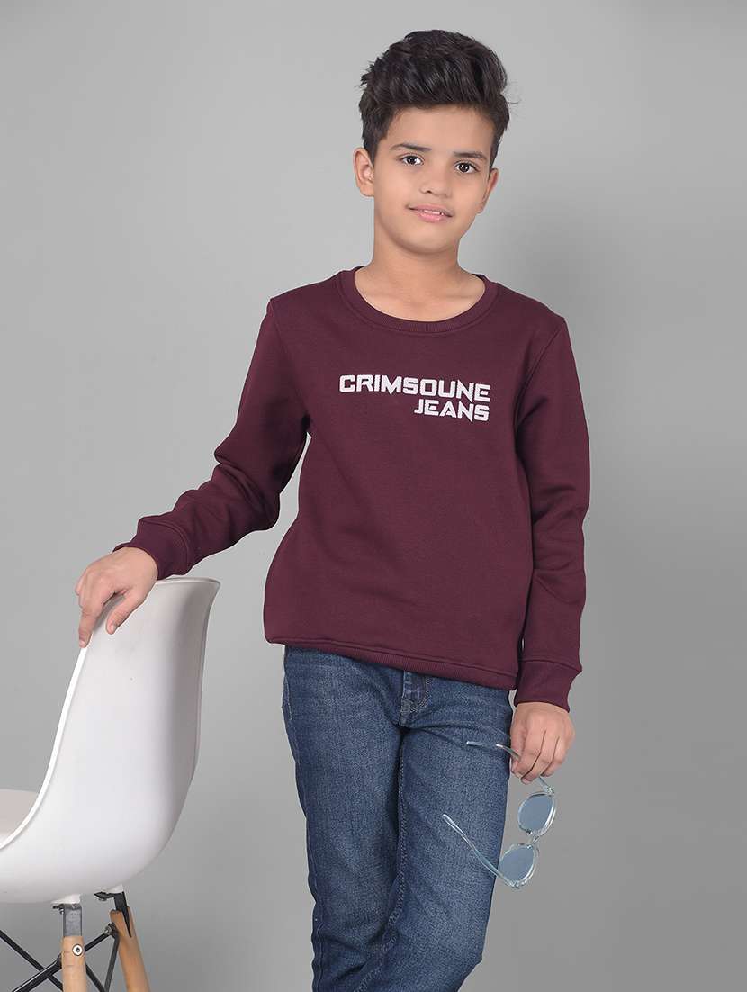 boys round neck typographic regular sweatshirt