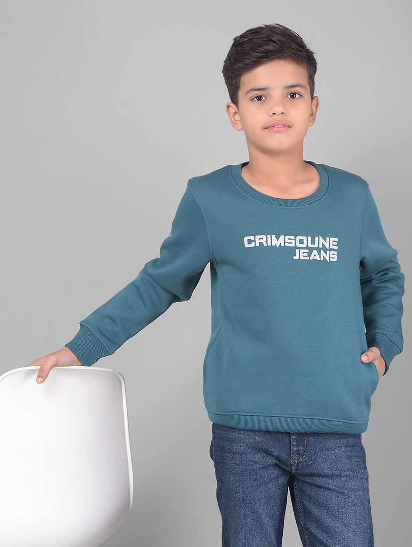 boys round neck typographic regular sweatshirt