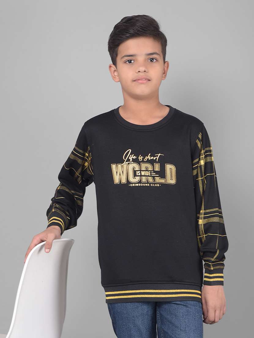 boys round neck typographic regular sweatshirt