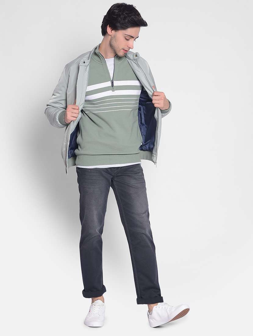 men solid mandarin collar casual jacket - 20547113 - Standard Image - 3