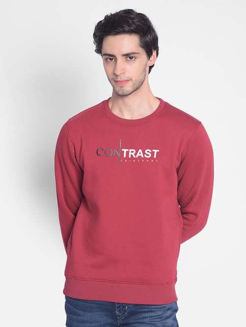 men typography printed red cotton blend sweatshirt - 20547122 -  Standard Image - 0