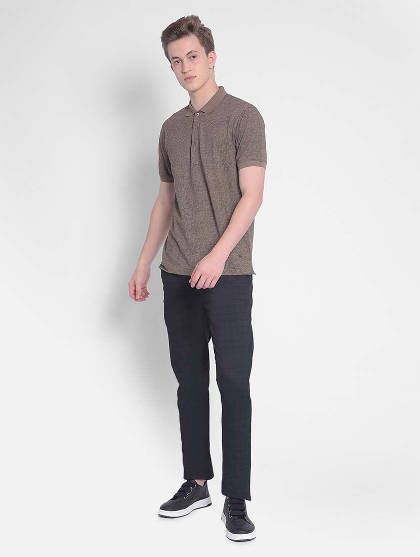 men mid rise checkered flat front casual trouser - 20547126 -  Standard Image - 3