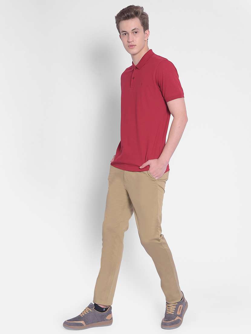 men khaki flat front chino trousers - 20547144 -  Standard Image - 3