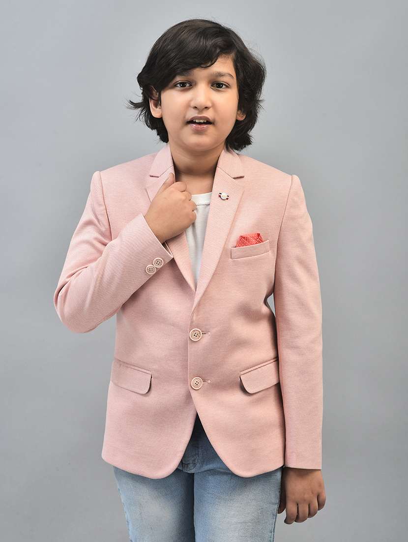 boys peach solid full sleeve blazer - 20547170 -  Zoom Image - 0