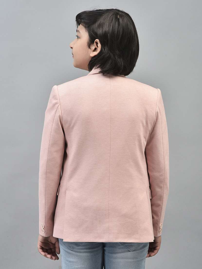 boys peach solid full sleeve blazer - 20547170 -  Standard Image - 3