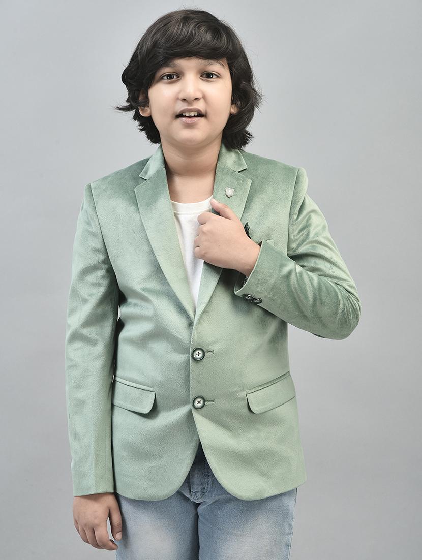 boys green solid full sleeve blazer - 20547171 - Zoom Image - 0