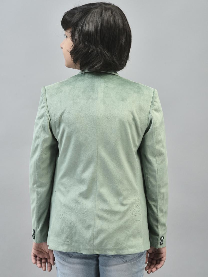 boys green solid full sleeve blazer - 20547171 - Standard Image - 3
