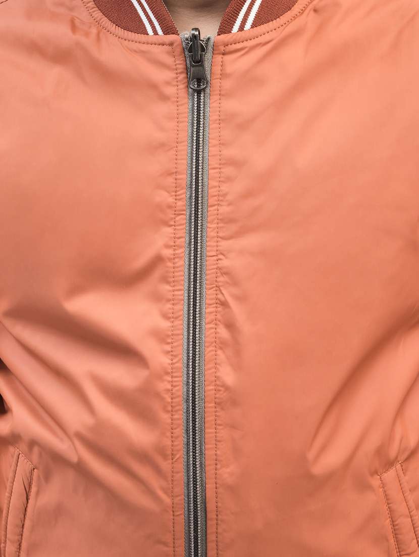 boys orange solid full sleeve bomber jacket - 20547191 -  Standard Image - 3