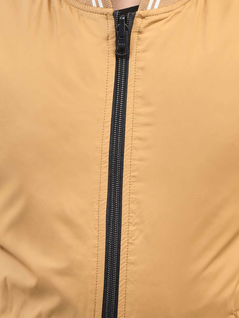 boys mustard solid full sleeve bomber jacket - 20547192 -  Standard Image - 3
