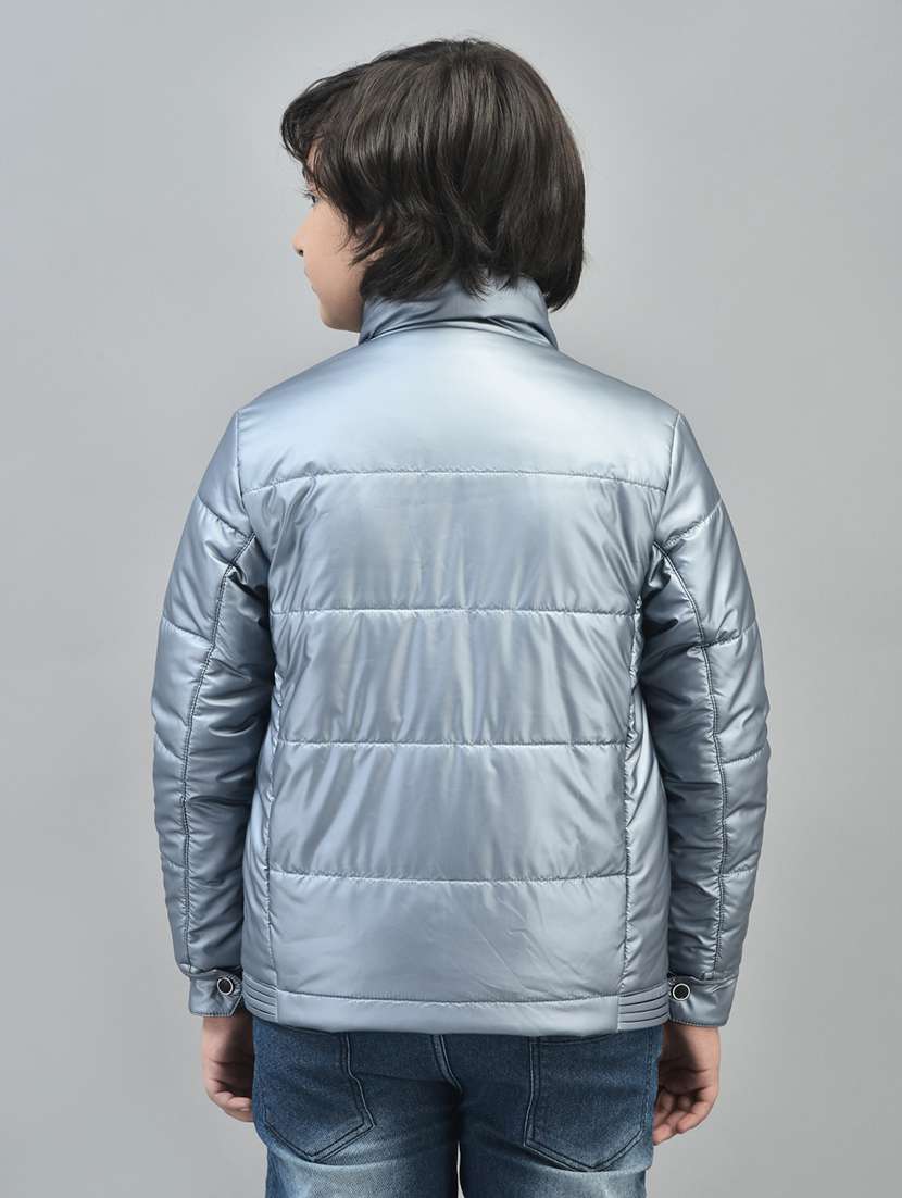 boys blue solid full sleeve puffer jacket - 20547193 - Standard Image - 3
