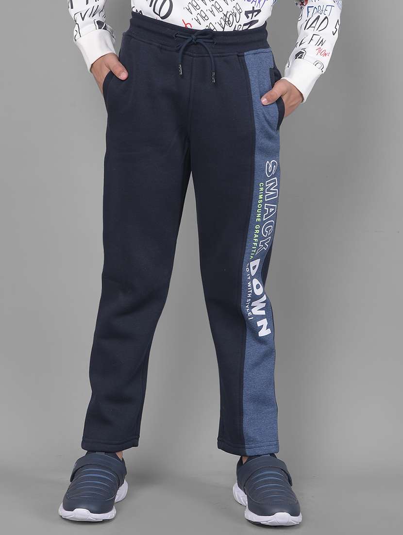 boys navy blue typographic pyjama