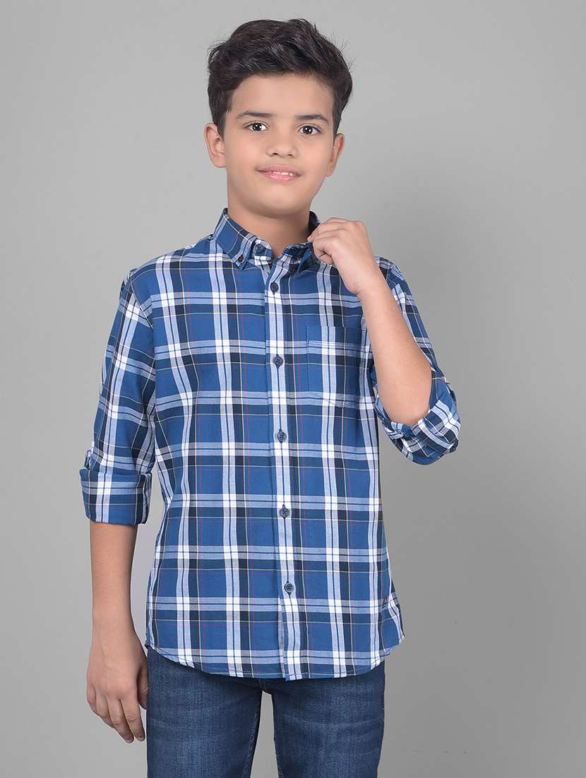 boys blue checkered shirt