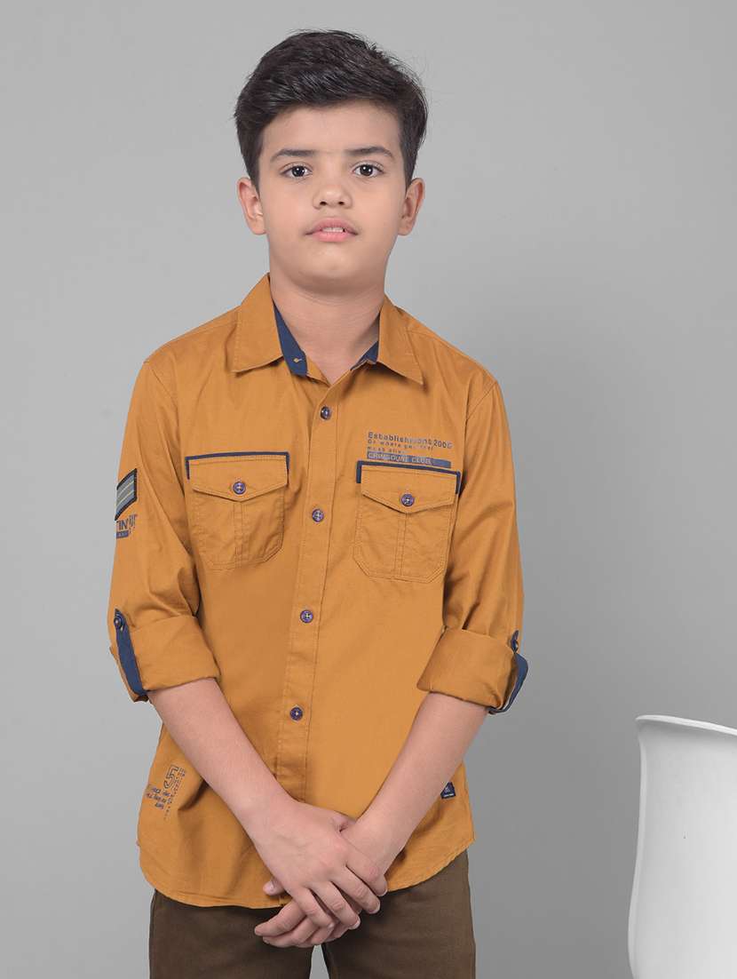 boys mustard solid shirt