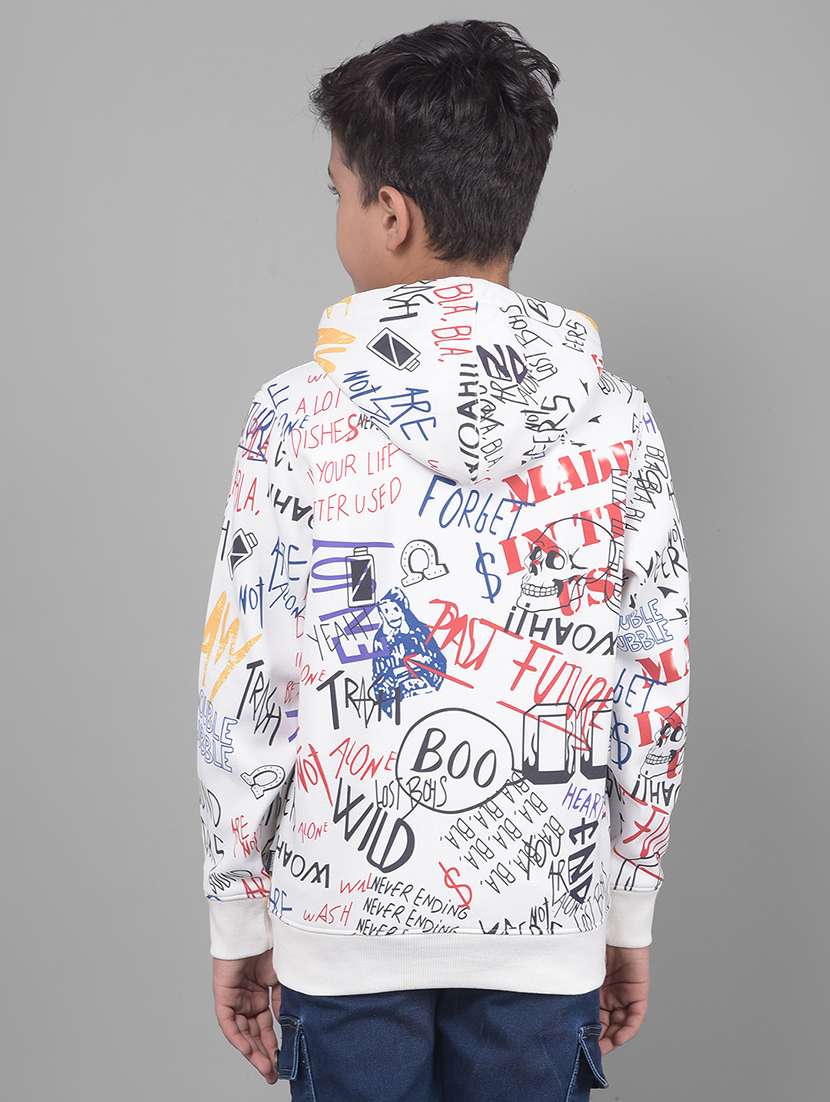 boys white typographic hooded sweatshirt - 20547307 - Standard Image - 3