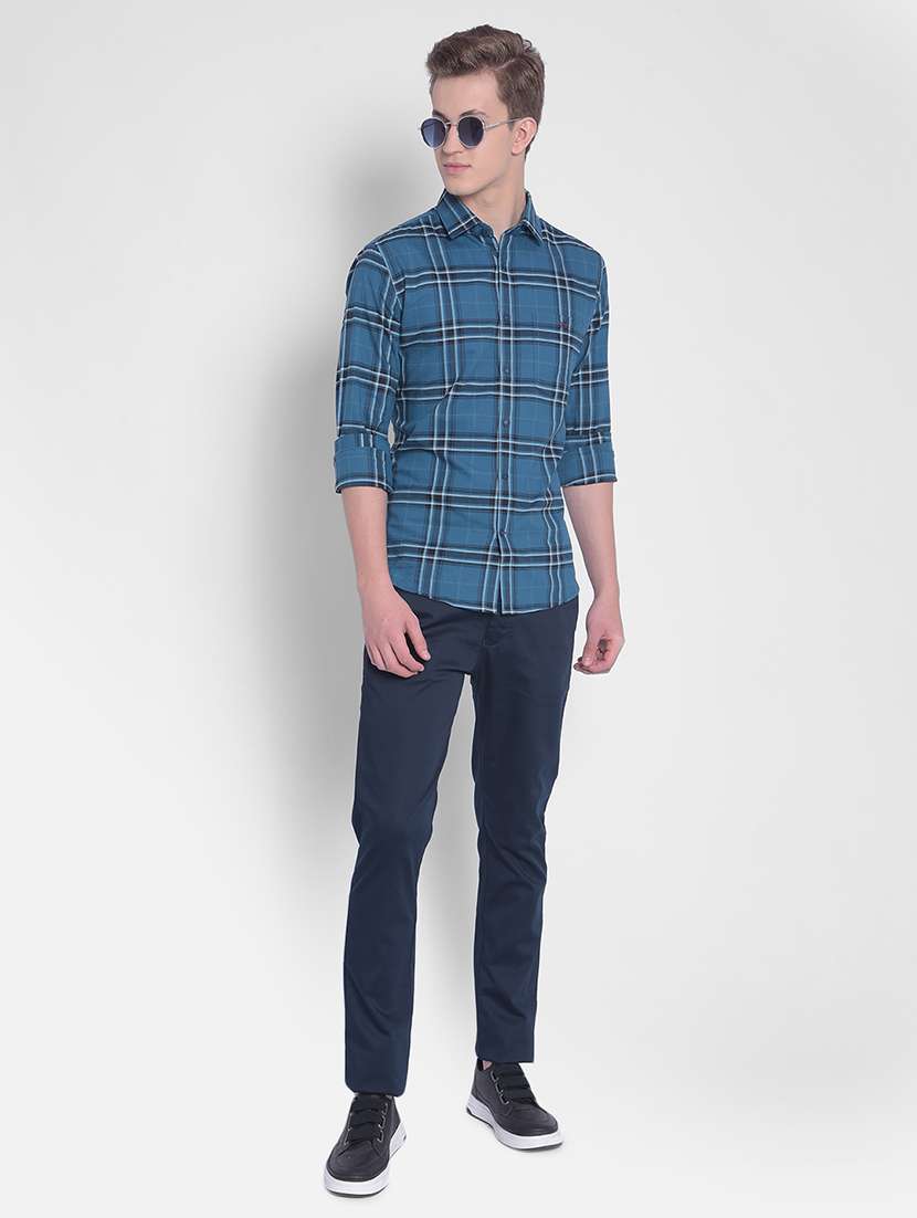 men blue checked casual shirt - 20547354 -  Standard Image - 3