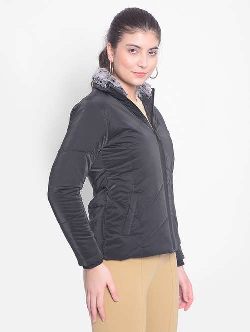 women fur detailed quilted puffer jacket - 20547368 - Standard Image - 0