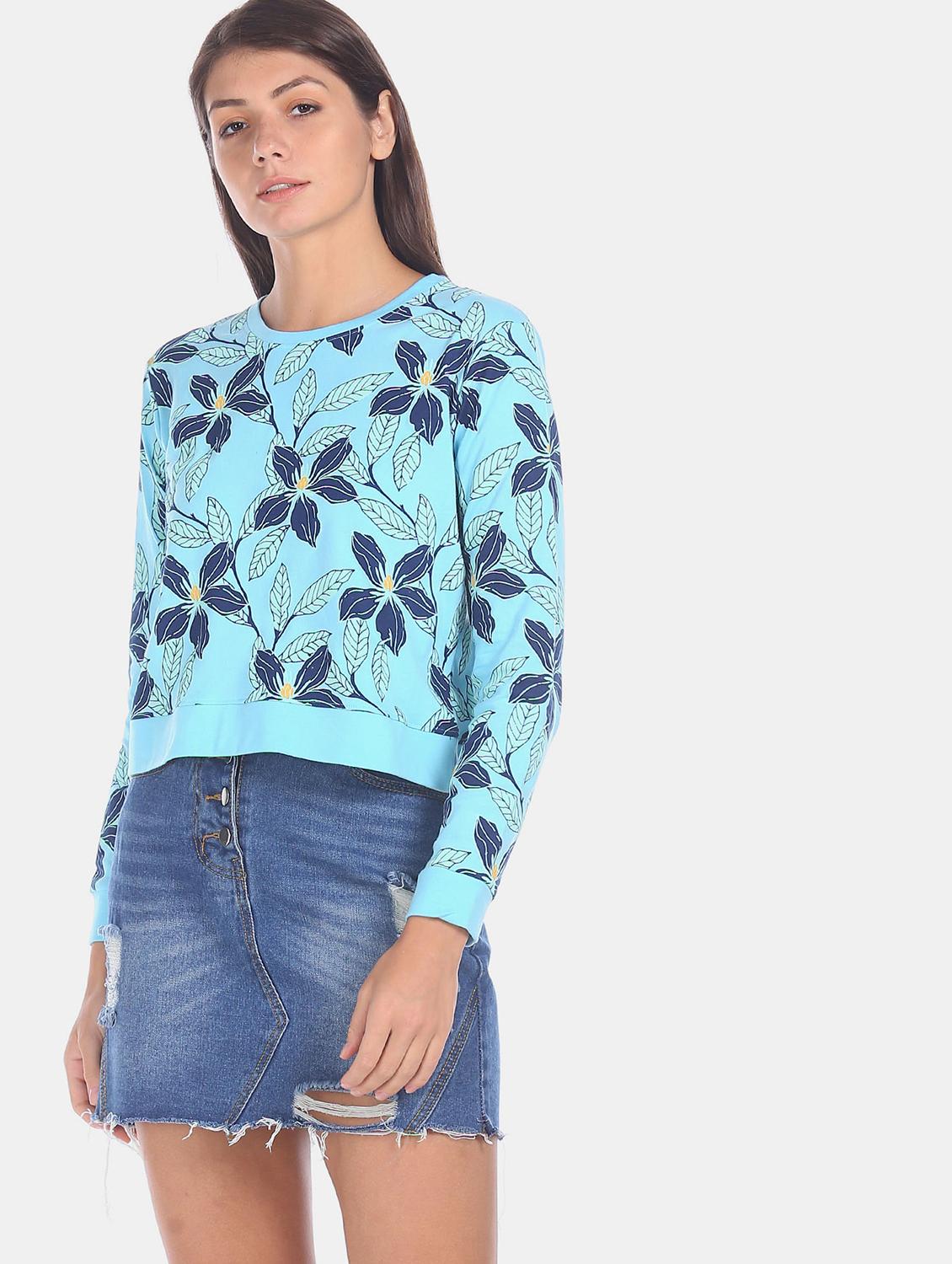 women long sleeved floral printed sweatshirt