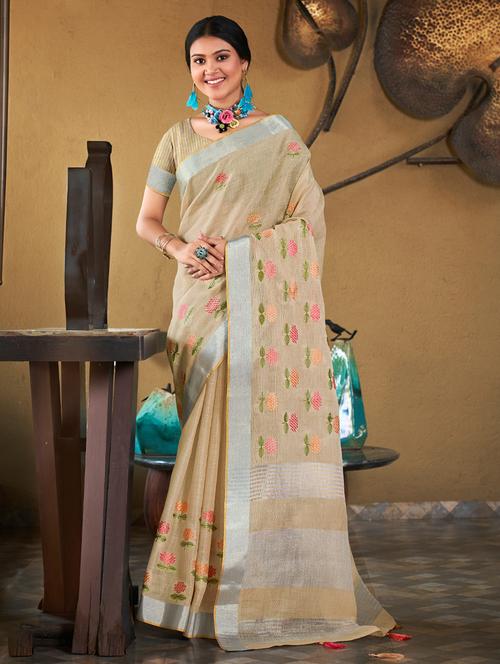 women's embroidered saree with blouse - 20547524 - Standard Image - 0