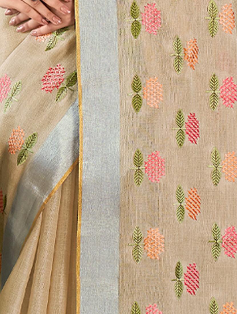 women's embroidered saree with blouse - 20547524 - Standard Image - 3